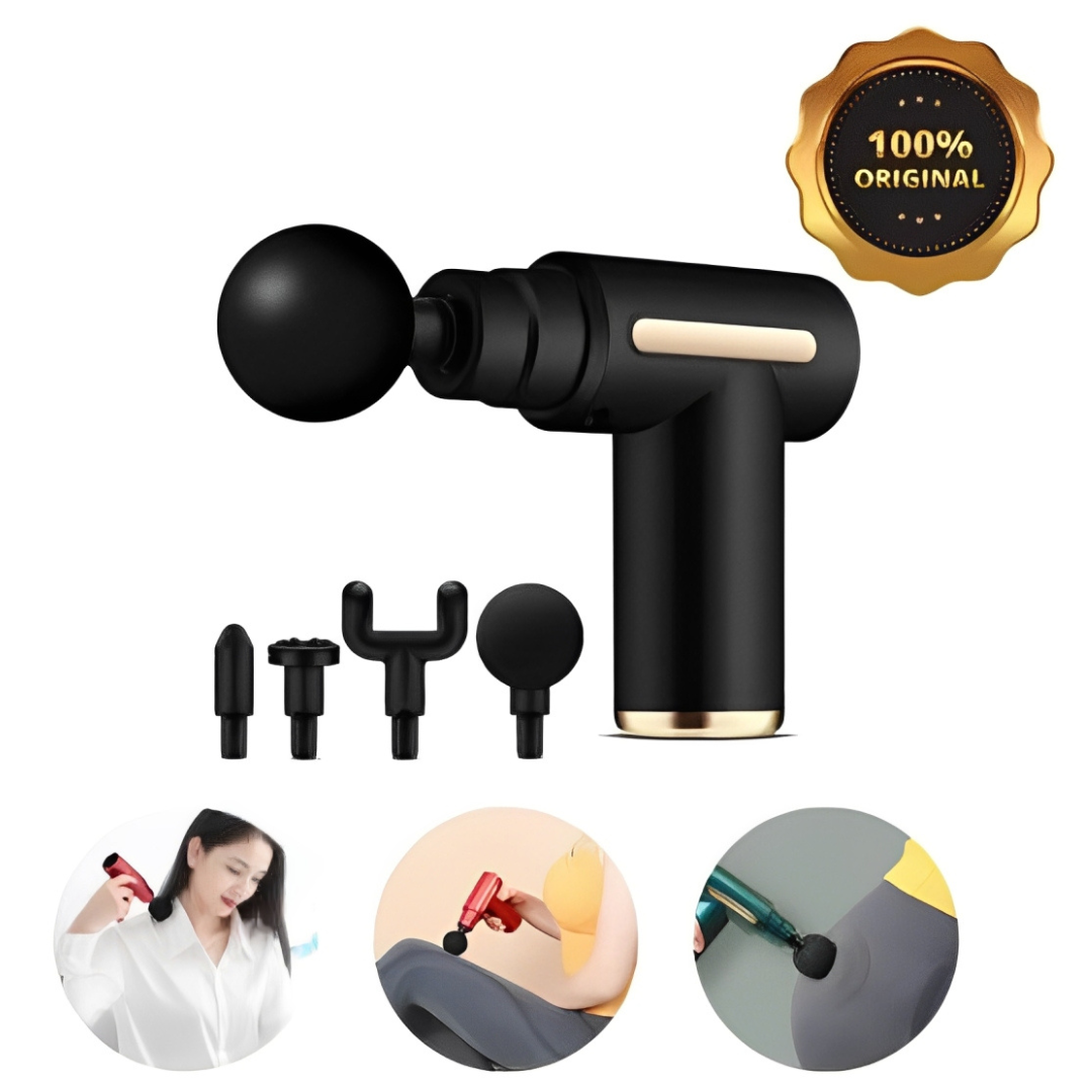 Mini Pistola de Massagem Elétrica com Acessórios e 6 Modos de Velocidade (Cores Sortidas)