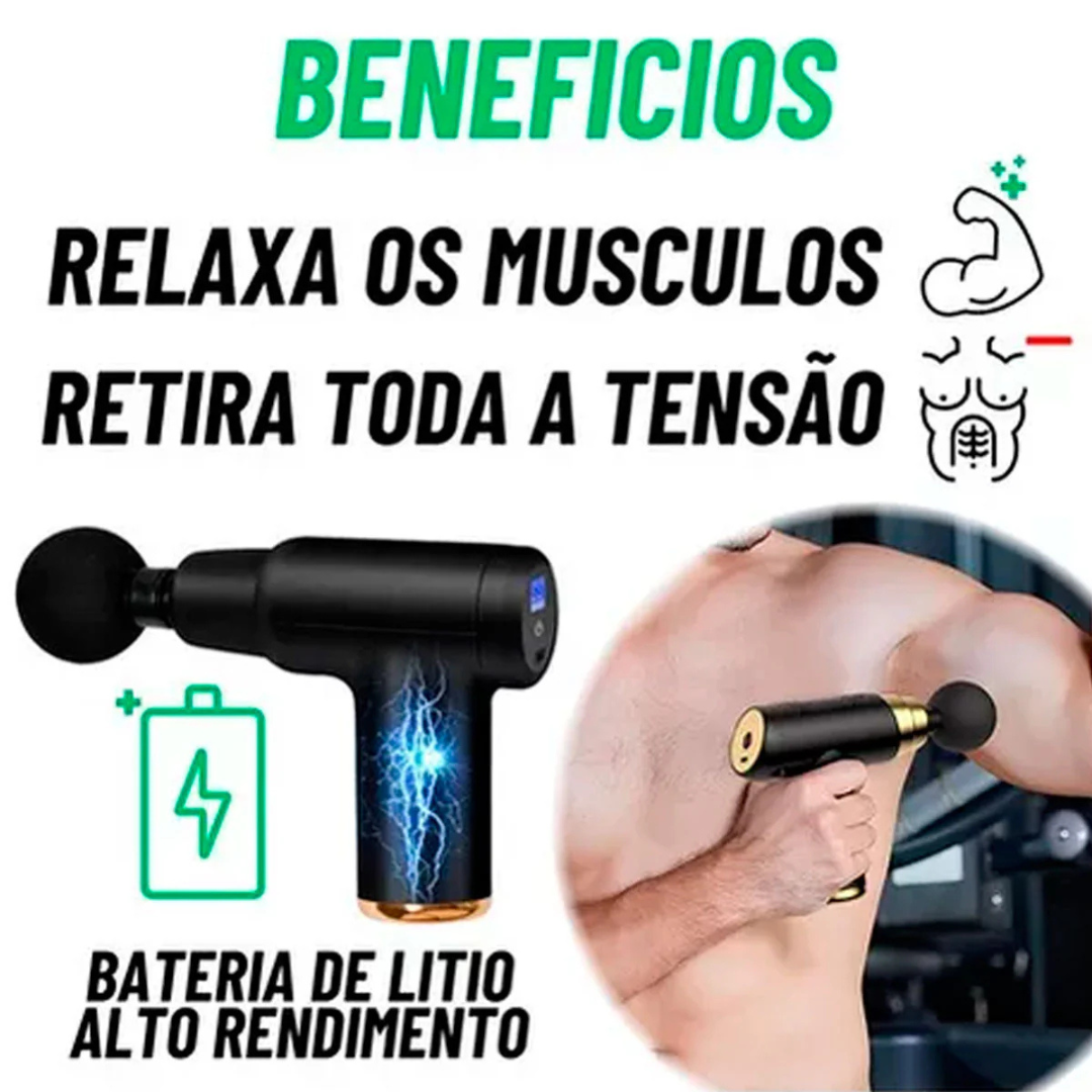 Mini Pistola de Massagem Elétrica com Acessórios e 6 Modos de Velocidade (Cores Sortidas)