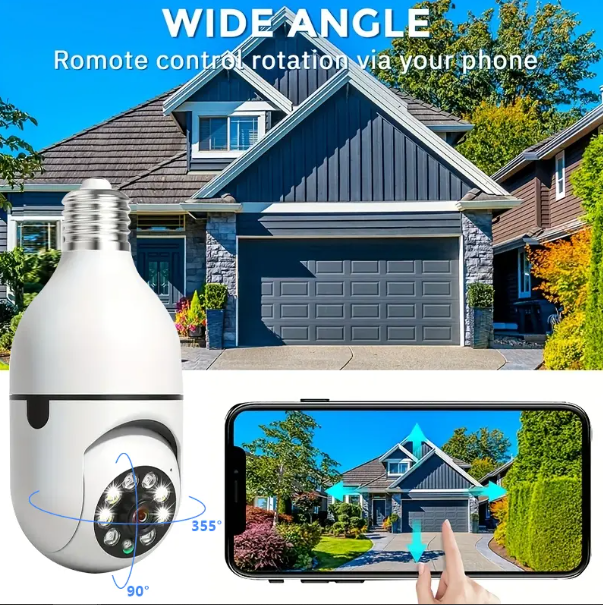 1 UNIDADE - Câmera Lâmpada de Segurança Vigilância IP Wi-Fi 360° Visão Noturna FullHD