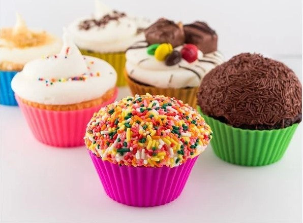 Conjunto de 12 Formas Silicone Mini Cupcake Bolo Muffin pão de queijo Assadeira Airfryer Forno Forninho - BM-F956