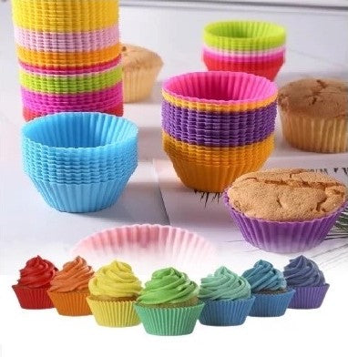 Conjunto de 12 Formas Silicone Mini Cupcake Bolo Muffin pão de queijo Assadeira Airfryer Forno Forninho - BM-F956