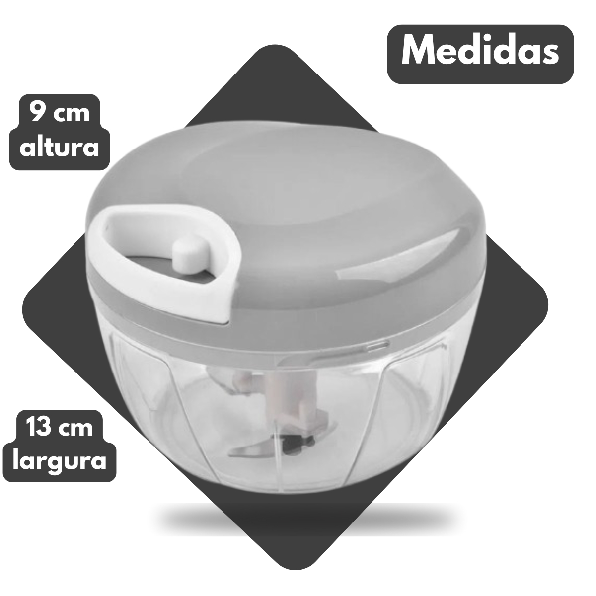 500ML - Mini Triturador Processador Manual 3 Lâminas - (Cores Sortidas)
