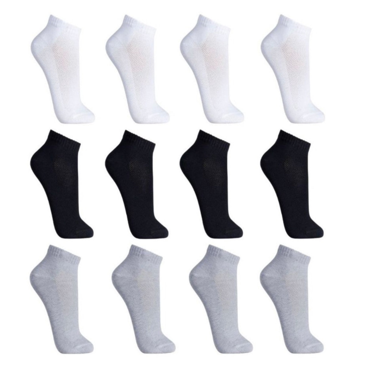 3 PARES MEIAS SOQUETES - Conjunto de 6 Meias Curtas de Algodão - (Cores Sortidas)