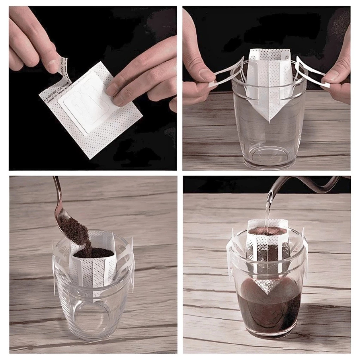 1 Pacote de 50 Filtros de Café Individuais Portáteis com Alça para Copo (Drip Coffee)