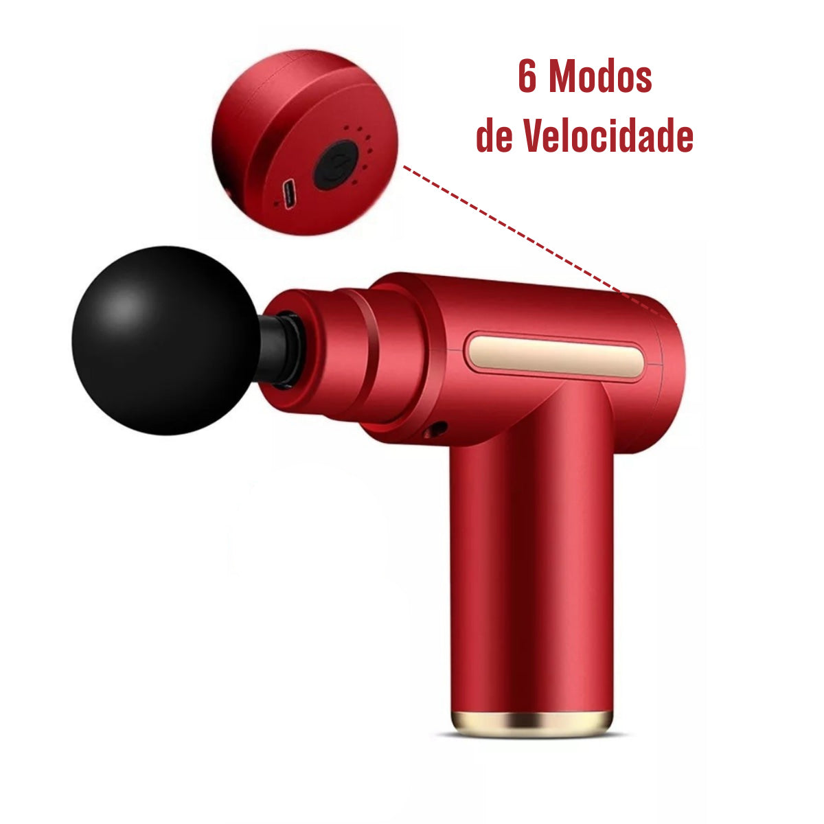 Mini Pistola de Massagem Elétrica com Acessórios e 6 Modos de Velocidade (Cores Sortidas)