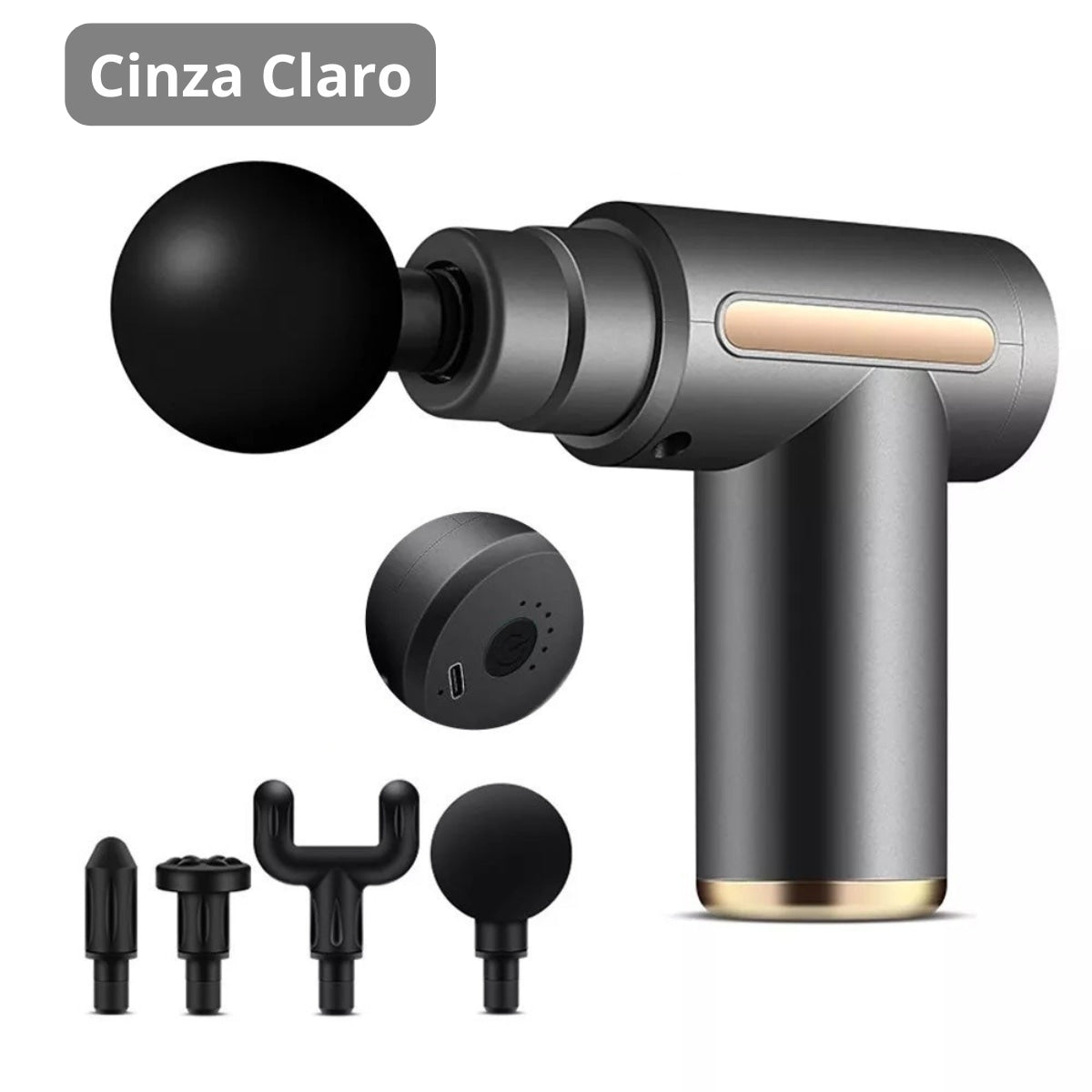 Mini Pistola de Massagem Elétrica com Acessórios e 6 Modos de Velocidade (Cores Sortidas)