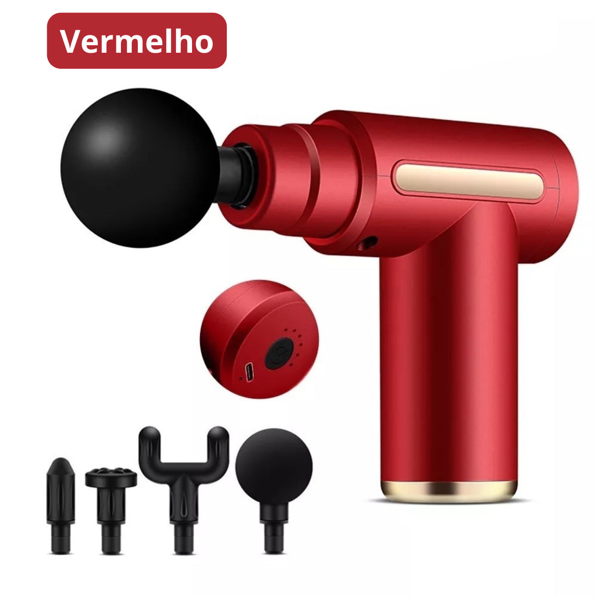Mini Pistola de Massagem Elétrica com Acessórios e 6 Modos de Velocidade (Cores Sortidas)