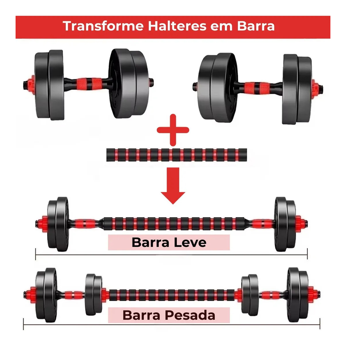 Conjunto Anilhas + Barras Targ Me 24kg – Academia em Casa Completa