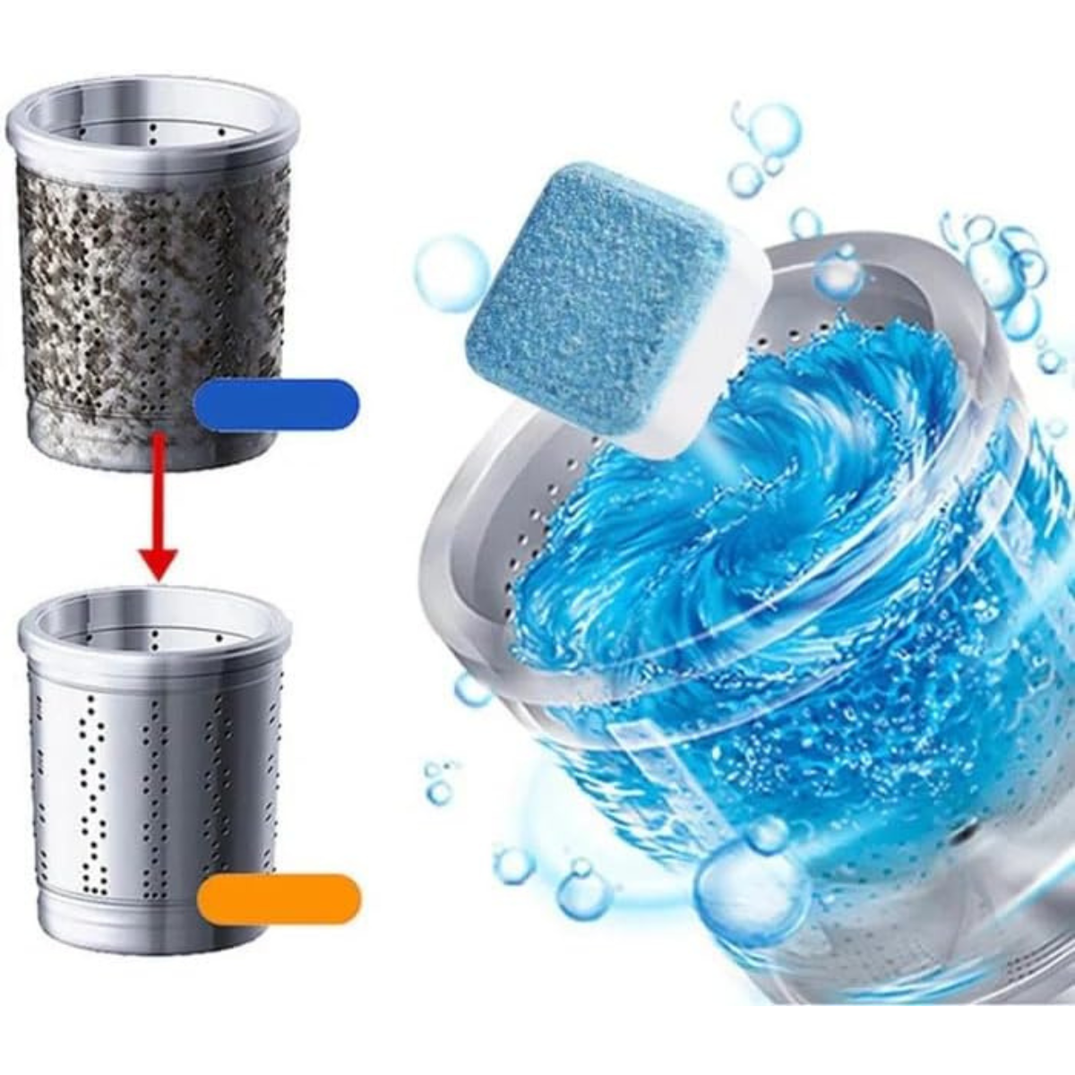 Conjunto de 10 Pastilhas Efervescentes Antibacterianas para Máquinas de Lavar Roupas