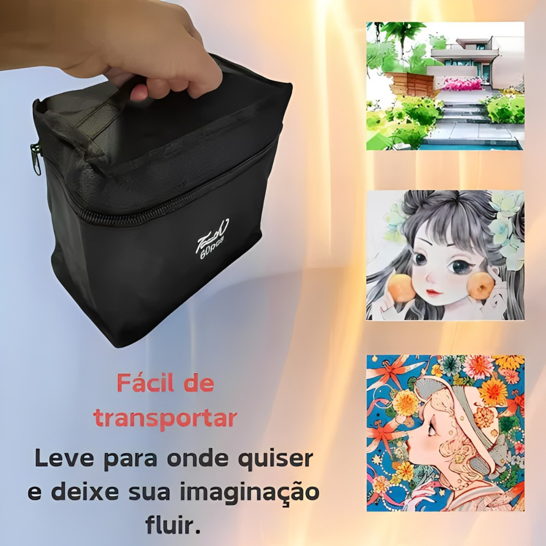 Conjunto de Caneta Colorida Ponta Dupla 24Pçs com Estojo (Versão Pretas ou Brancas)