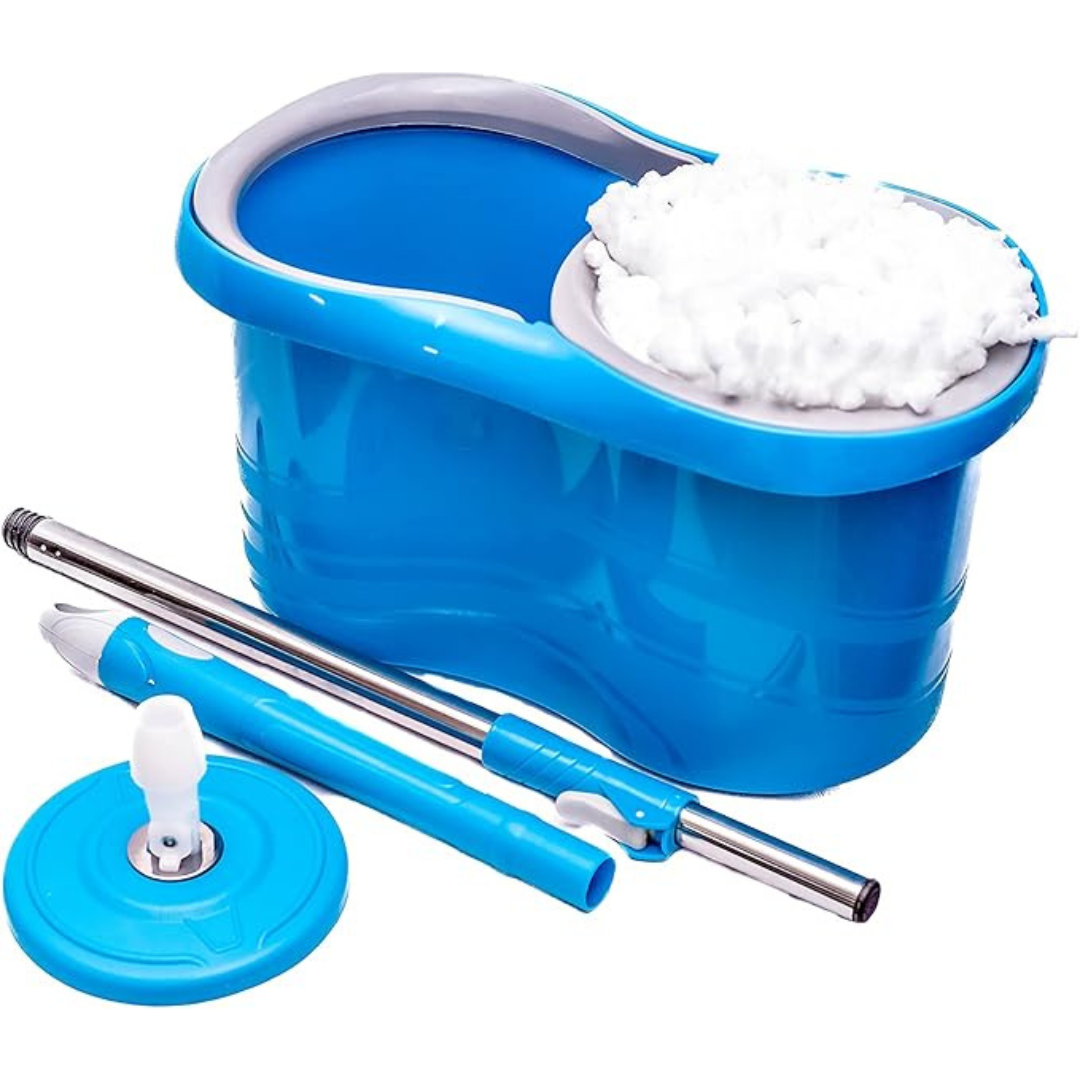4 LITROS MOP GIRATÓRIO Limpeza Fácil Cesto Inox Clean Tech - Azul