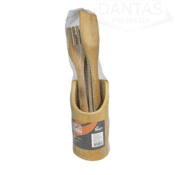 Conjunto de Utensílios em Bambu 5pçs livon 2568