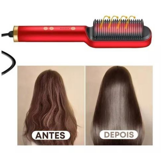 VERMELHO - Escova Alisadora Elétrica Bivolt
