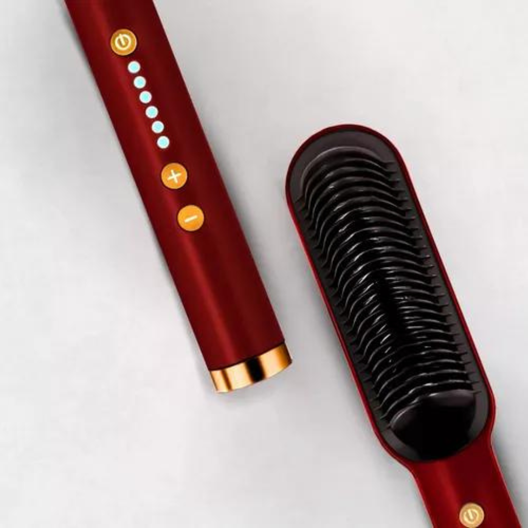 VERMELHO - Escova Alisadora Elétrica Bivolt
