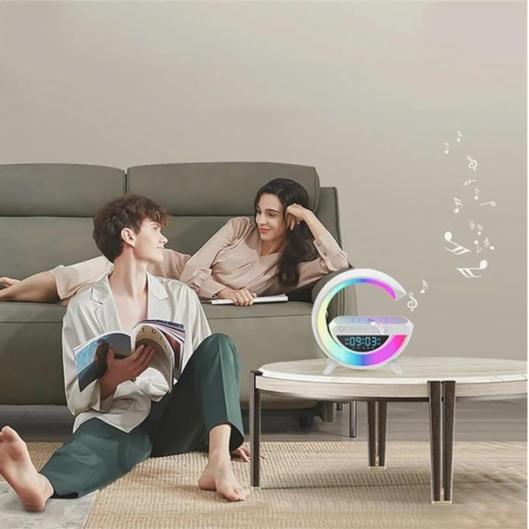 G Speaker Luminária com Relógio e Carregador Indução BM-F946