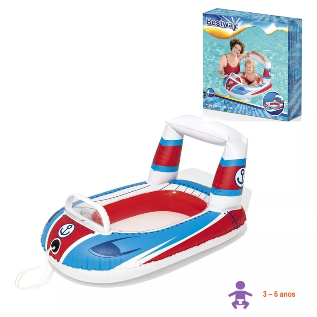 Boia Inflável Barco 104x99cm BST-032- Branco/Colorido