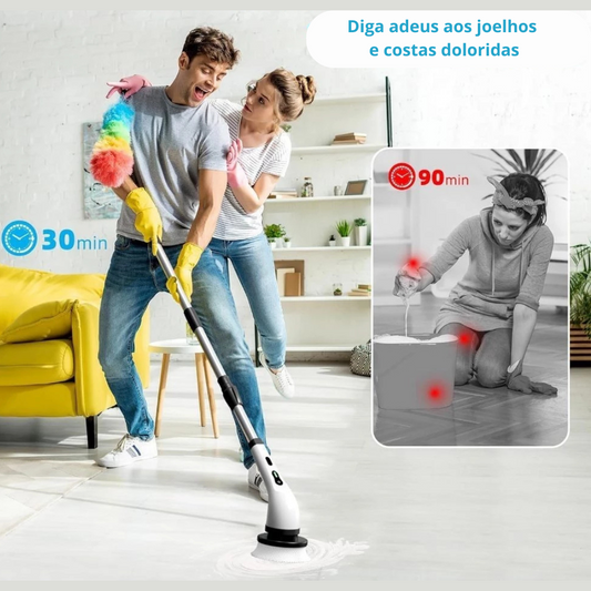 (9 em 1) Escova de Limpeza Elétrica Rotativa Esfregão Multiuso Cabo Extensível Bivolt