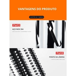 FATIADOR Manual de Legumes Giratório Multiuso Inox 3 em 1 - BM-A20