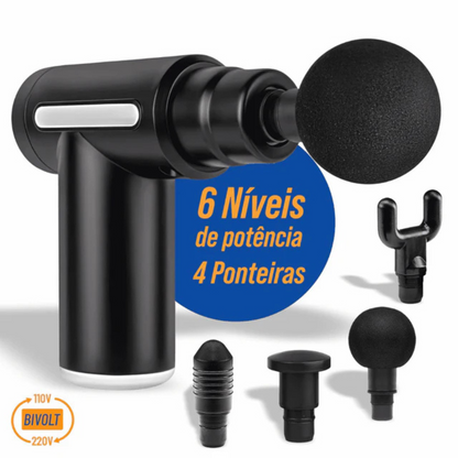 Mini Pistola de Massagem Elétrica com Acessórios e 6 Modos de Velocidade (Cores Sortidas)