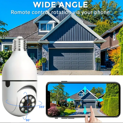 1 UNIDADE - Câmera Lâmpada de Segurança Vigilância IP Wi-Fi 360° Visão Noturna FullHD
