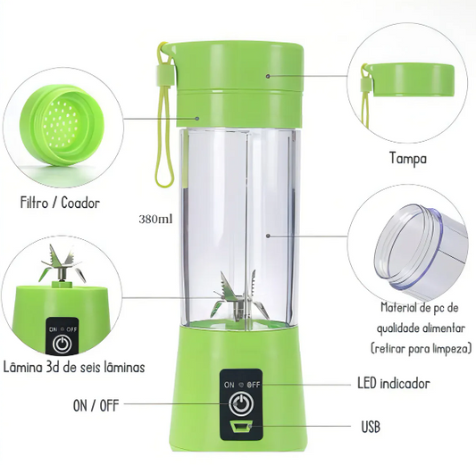 Mini Liquidificador Portátil Recarregável Bivolt - (Cores Sortidas)
