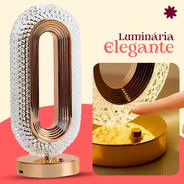 RETRÔ - Luminária Abajur Cristal Led Touch Recarregável USB - BM-F1051