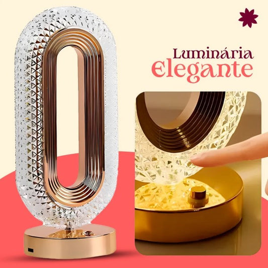 RETRÔ - Luminária Abajur Cristal Led Touch Recarregável USB - BM-F1051