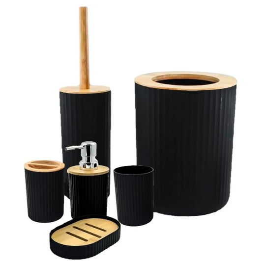 BRANCO - Conjunto de Acessório para Banheiro  - Bambu 6 Peças BM-F1080A