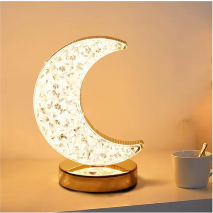 LUA - Luminária Abajur Cristal Led Touch Recarregável USB Bivolt
