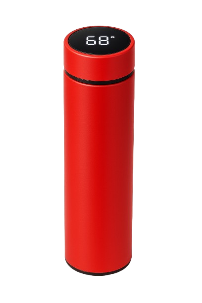 VERMELHO - Normal - Garrafa Térmica com LED e Termômetro (500ml)
