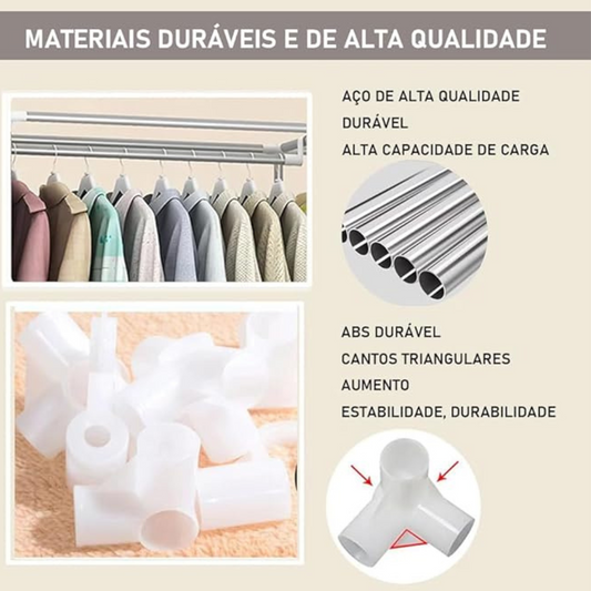 (AZUL) Guarda-Roupa Dobrável Armário Inteligente