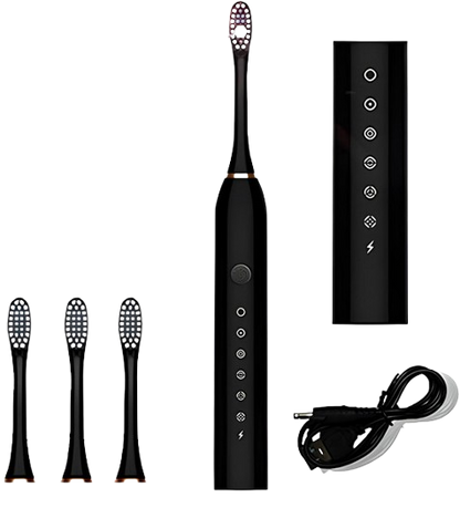 Escova Dental Elétrica Recarregável USB com 6 Modos e 4 Refil IPX7 (Cores Sortidas)