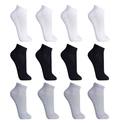 3 PARES MEIAS SOQUETES - Conjunto de 6 Meias Curtas de Algodão - (Cores Sortidas)