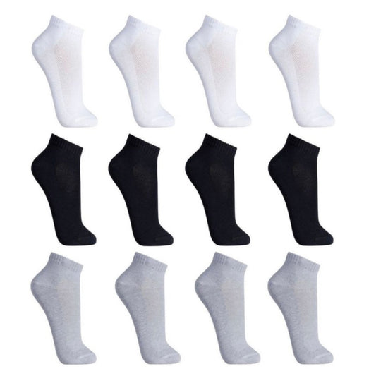 3 PARES MEIAS SOQUETES - Conjunto de 6 Meias Curtas de Algodão - (Cores Sortidas)