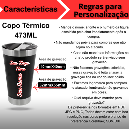 Personalizado - Copo Térmico Inox com TAMPA e ABRIDOR (473 ml) - Branco