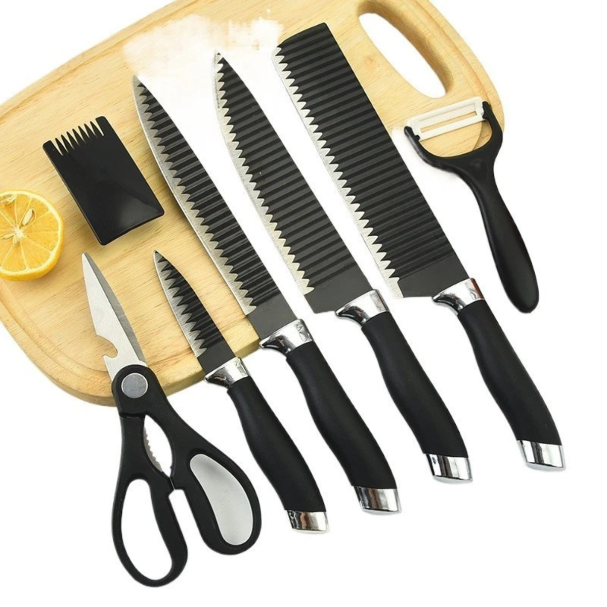Kit Conjunto de Facas Profissionais 6 Peças + Tábua de Descongelamento Rápido