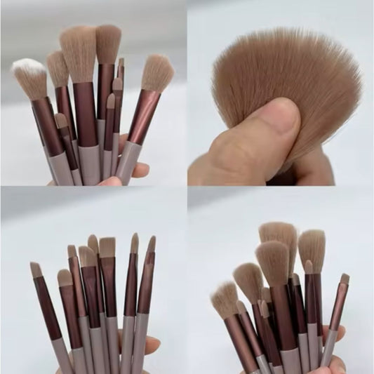 Conjunto 13 Peças Pincéis de Maquiagem com Estojo de Veludo (Cores Sortidas)