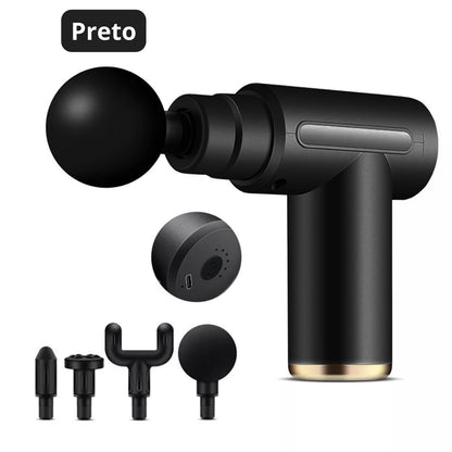 Mini Pistola de Massagem Elétrica com Acessórios e 6 Modos de Velocidade (Cores Sortidas)