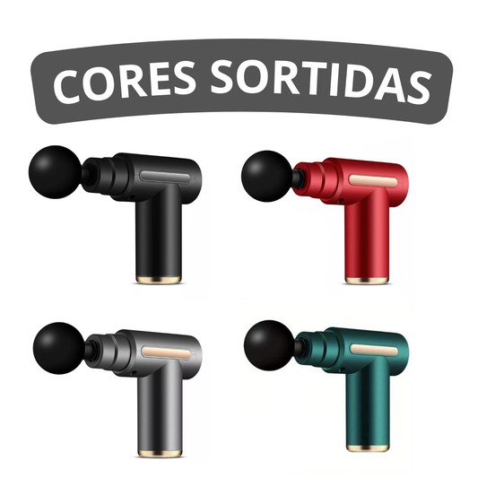 Mini Pistola de Massagem Elétrica com Acessórios e 6 Modos de Velocidade (Cores Sortidas)