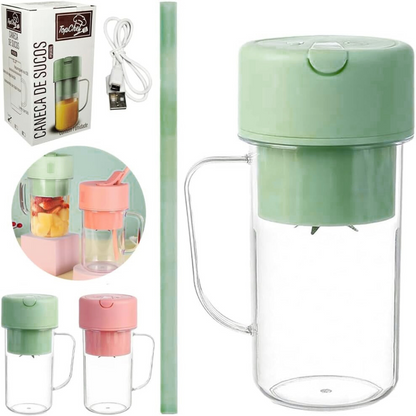 Verde - Copo Caneca Liquidificador em Acrilico Mini Juicer 420ml