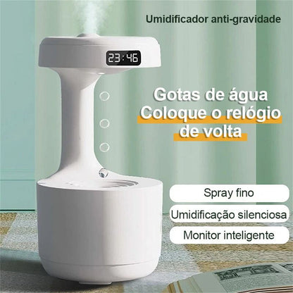Umidificador Gotas De Água Gravidade Com Relógio Digital Led-(Normal) -Branco