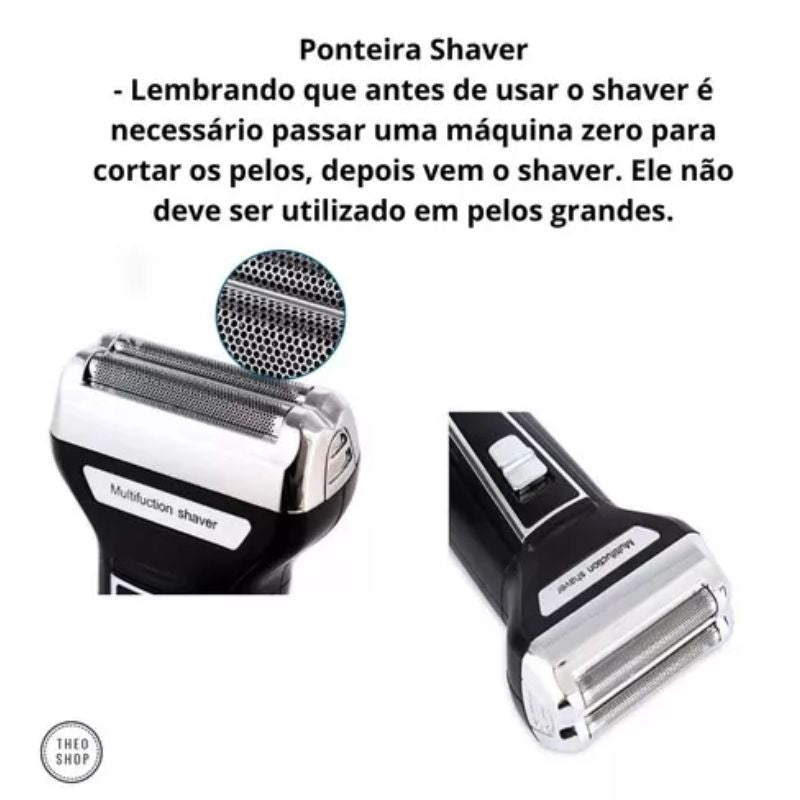 Aparador de Barba e Pêlos 3 em 1 Recarregável Bivolt (KM6558)