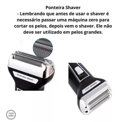 Aparador de Barba e Pêlos 3 em 1 Recarregável Bivolt (KM6558)