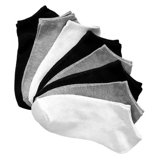 3 PARES MEIAS SOQUETES - Conjunto de 6 Meias Curtas de Algodão - (Cores Sortidas)