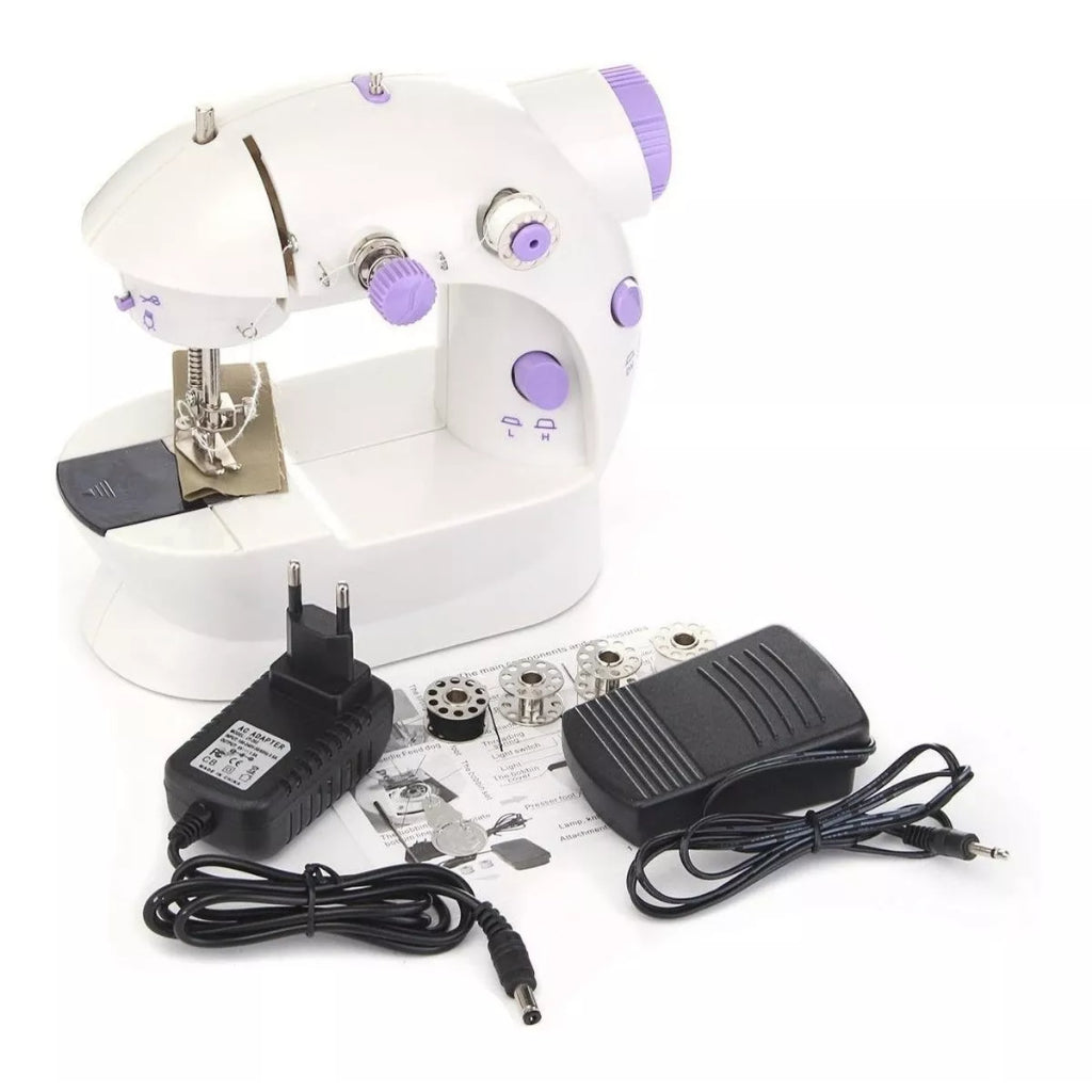 Mini Máquina de Costura Elétrica Portátil SM-202A Bivolt - Branco