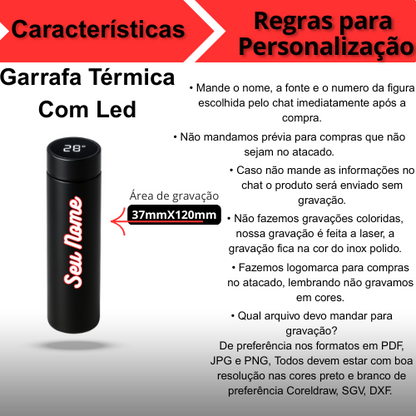 Normal - Garrafa Térmica com LED e Termômetro (500ml) - Prata